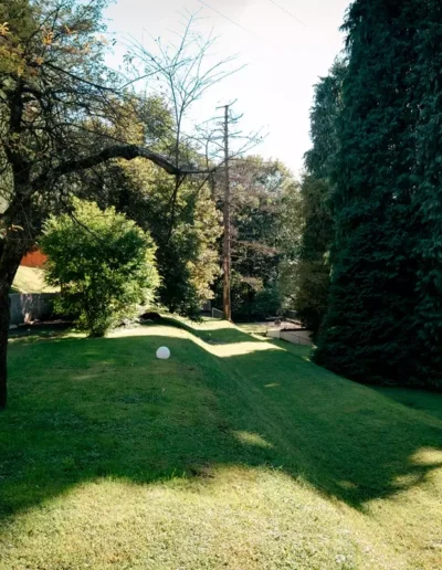 Panoramica del prato superiore di Villa Puccini